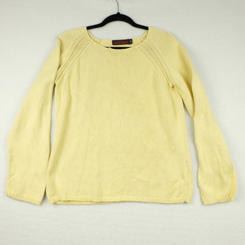 The Sweater Company Womens Small Yellow Lightweight Casual Round Neck Y2K 90s